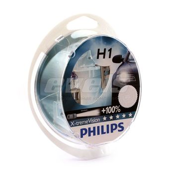 Лампы "PHILIPS" 12v H1 55W (P14,5s) X-treme Vision (+100% cвета) (комплект 2 шт.)