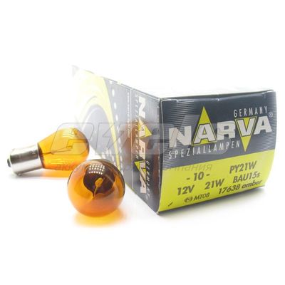 Лампа "NARVA" 12v 21W (BAU15s) оранж. /PY21W — основное фото